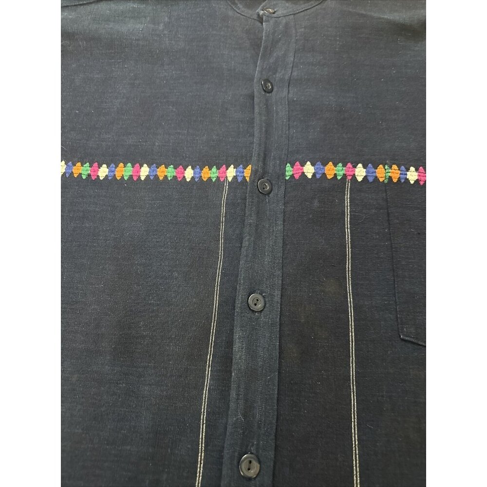 Classy City Chicks Guatemalan Made Cotton Acrylic Mens Short Sleeve Navy Blue Em - Picture 11 of 12